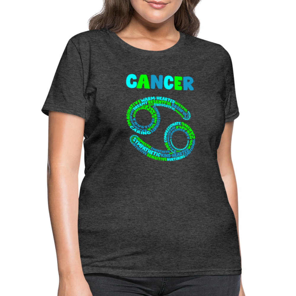 Women's Power Words Cancer T-Shirt - heather black