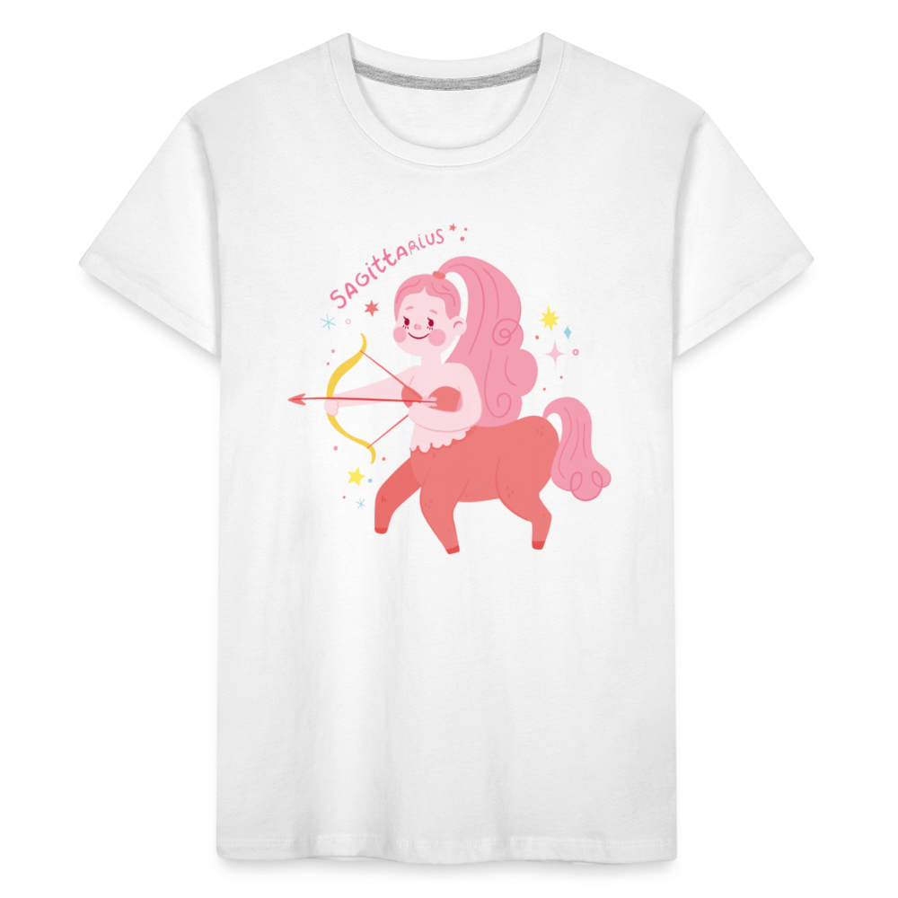 Kid’s Pinky Sagittarius Premium Organic T-Shirt - white