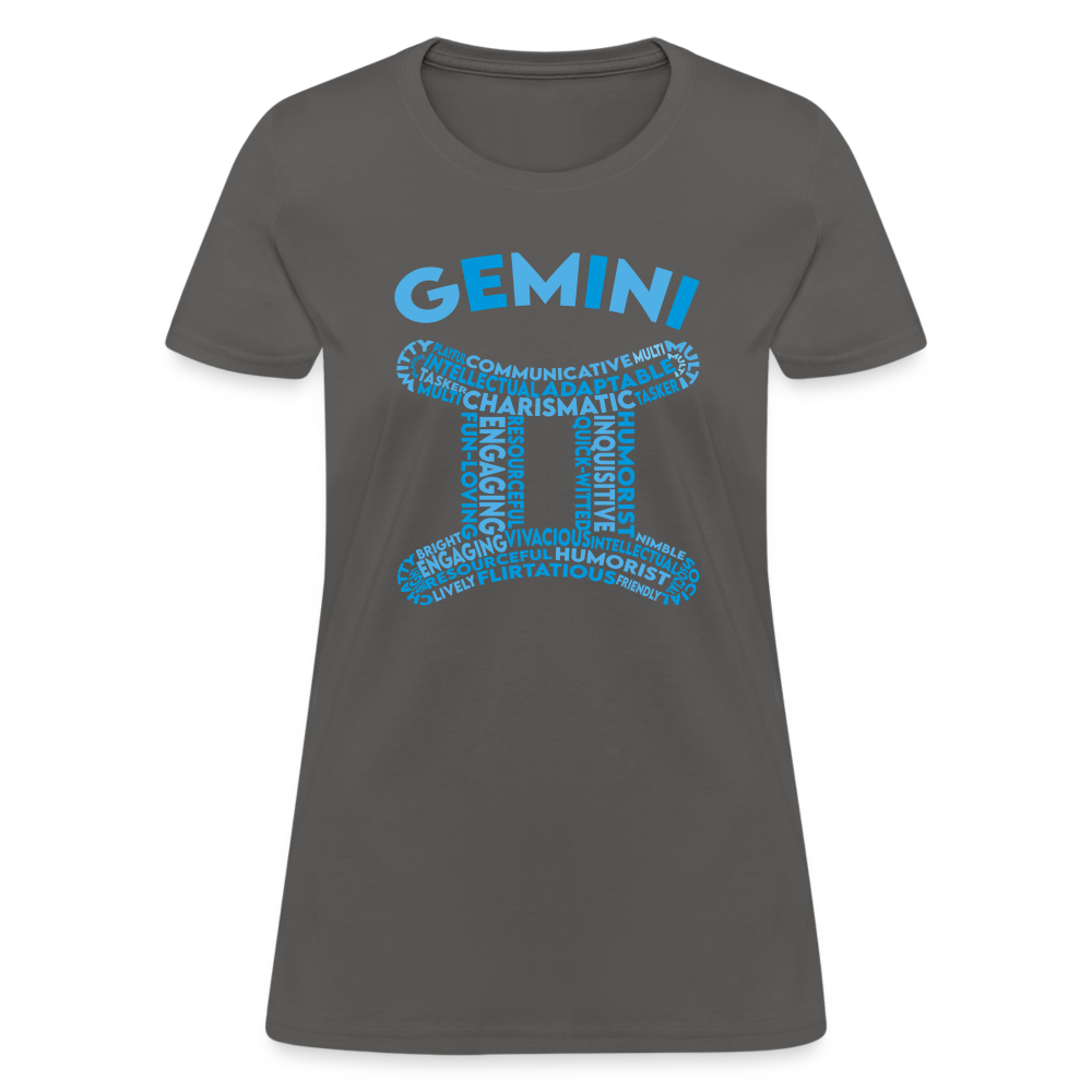 Women's Power Words Gemini T-Shirt - charcoal