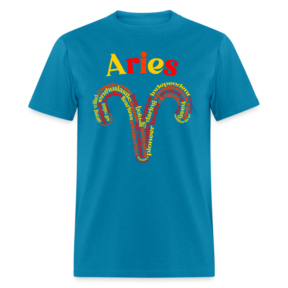 Men's Power Words Aries Classic T-Shirt - turquoise