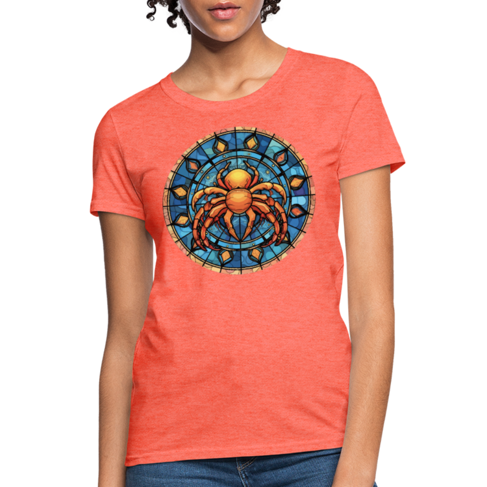 Women's Mosaic Cancer T-Shirt - heather coral