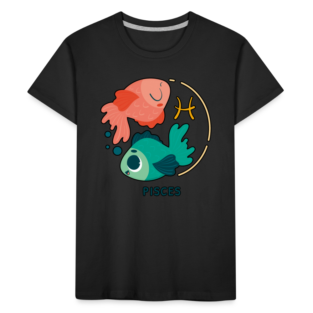 Kid’s Cartoony Pisces Premium Organic T-Shirt - black