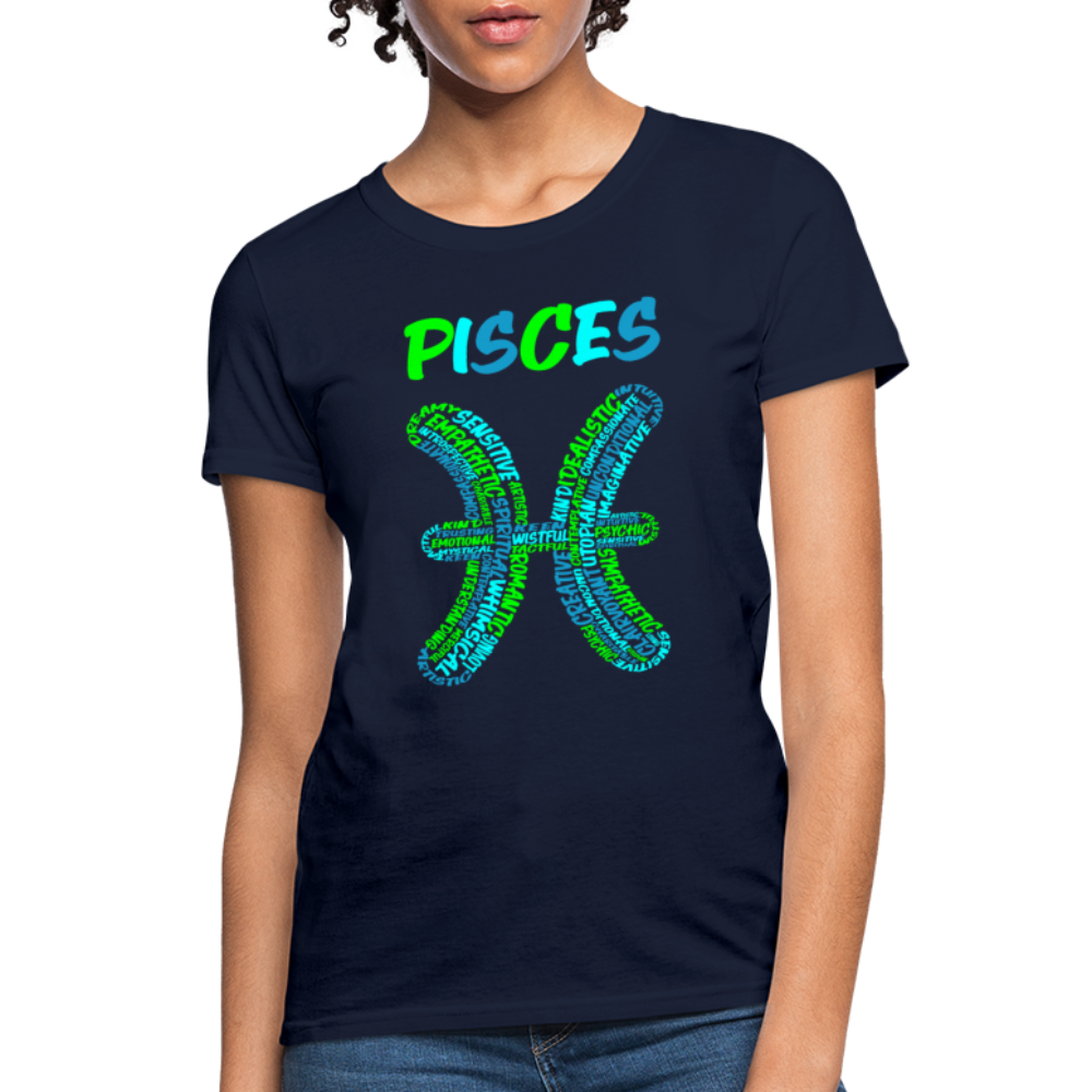 Women's Power Words Pisces T-Shirt - navy