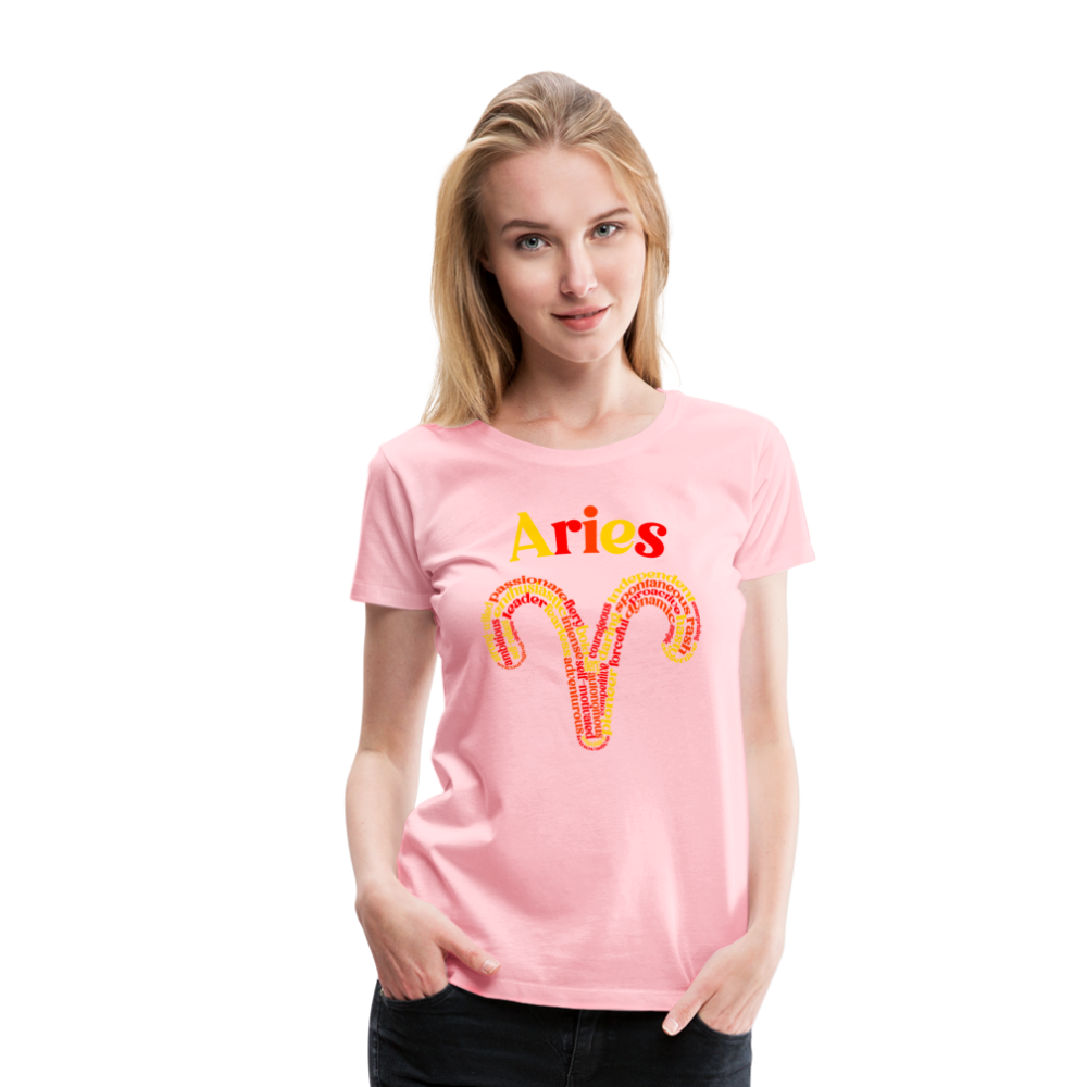 Women's Power Words Aries Premium T-Shirt - pink