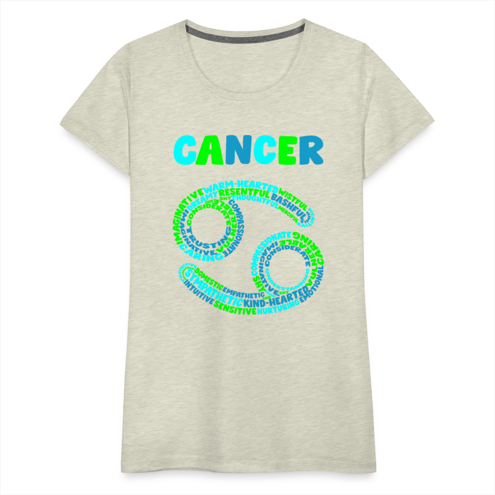 Women's Power Words Cancer Premium T-Shirt - heather oatmeal