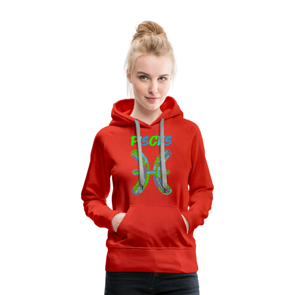 Women's Power Words Pisces Premium Hoodie - red