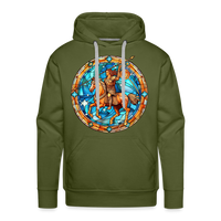 Thumbnail for Men’s Mosaic Sagittarius Premium Hoodie - olive green