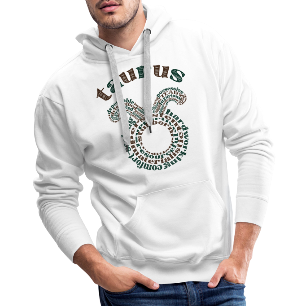 Men's Power Words Taurus Premium Hoodie - white