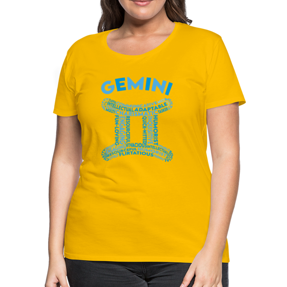 Women's Power Words Gemini Premium T-Shirt - sun yellow