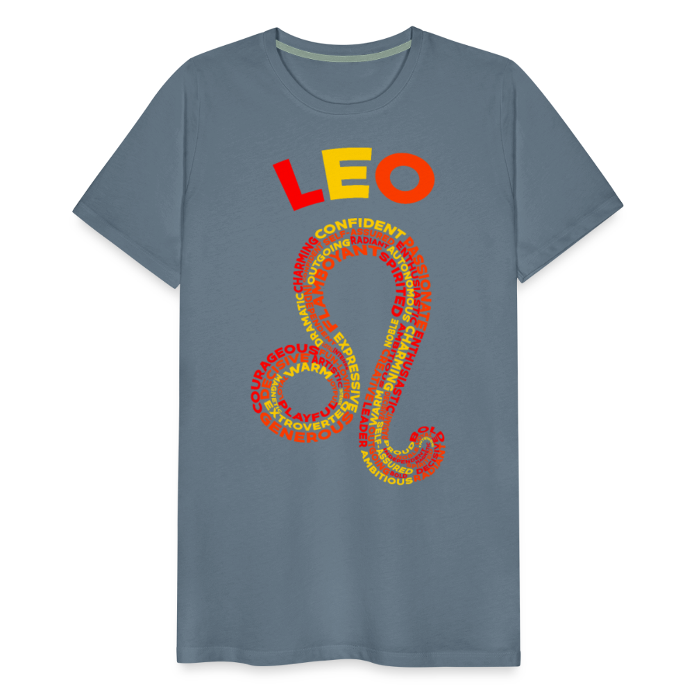 Men's Power Words Leo Premium T-Shirt - steel blue