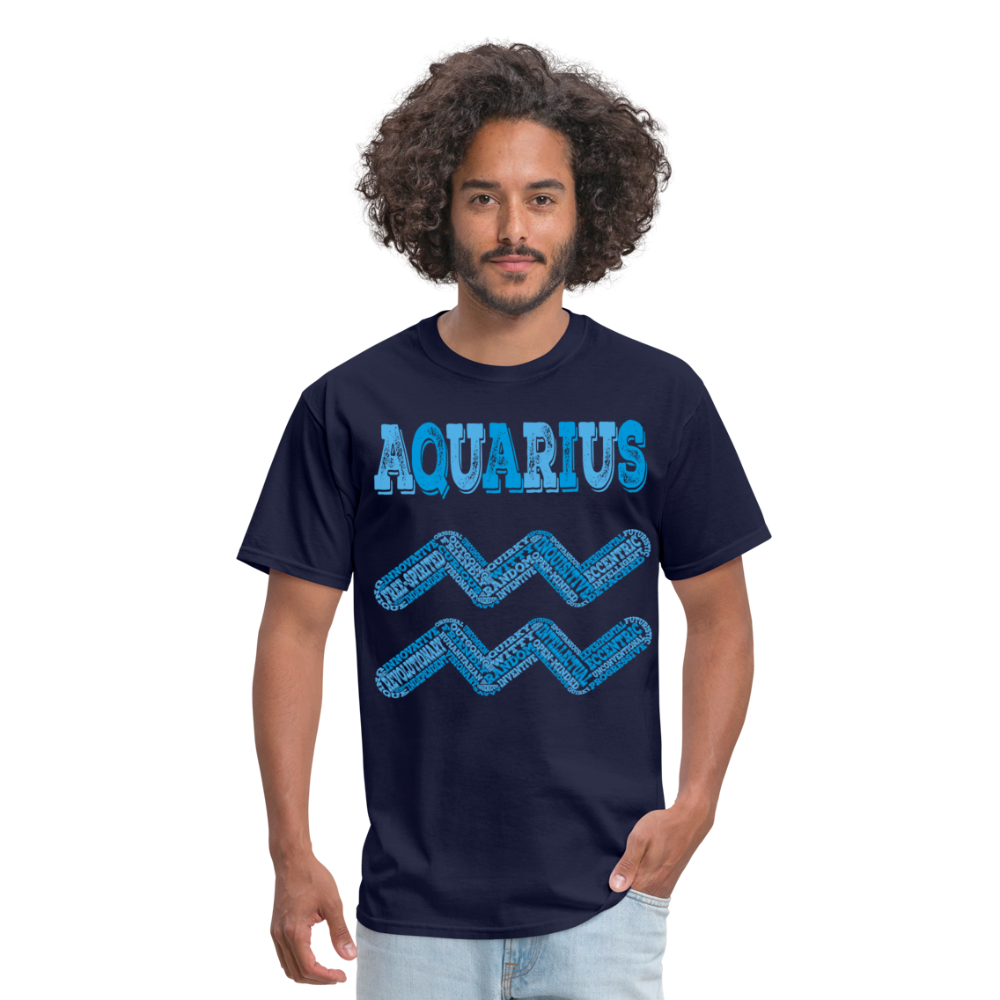 Men's Power Words Aquarius Classic T-Shirt - navy