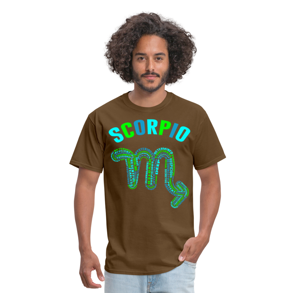 Men's Power Words Scorpio Classic T-Shirt - brown