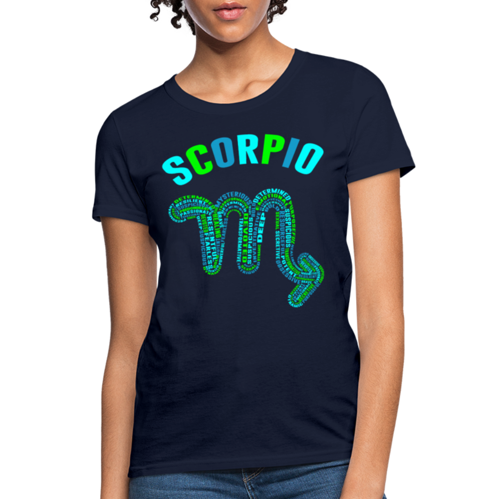 Women's Power Words Scorpio T-Shirt - navy