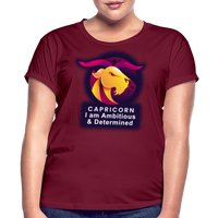 Thumbnail for Women's Glow Capricorn Relaxed Fit T-Shirt - burgundy