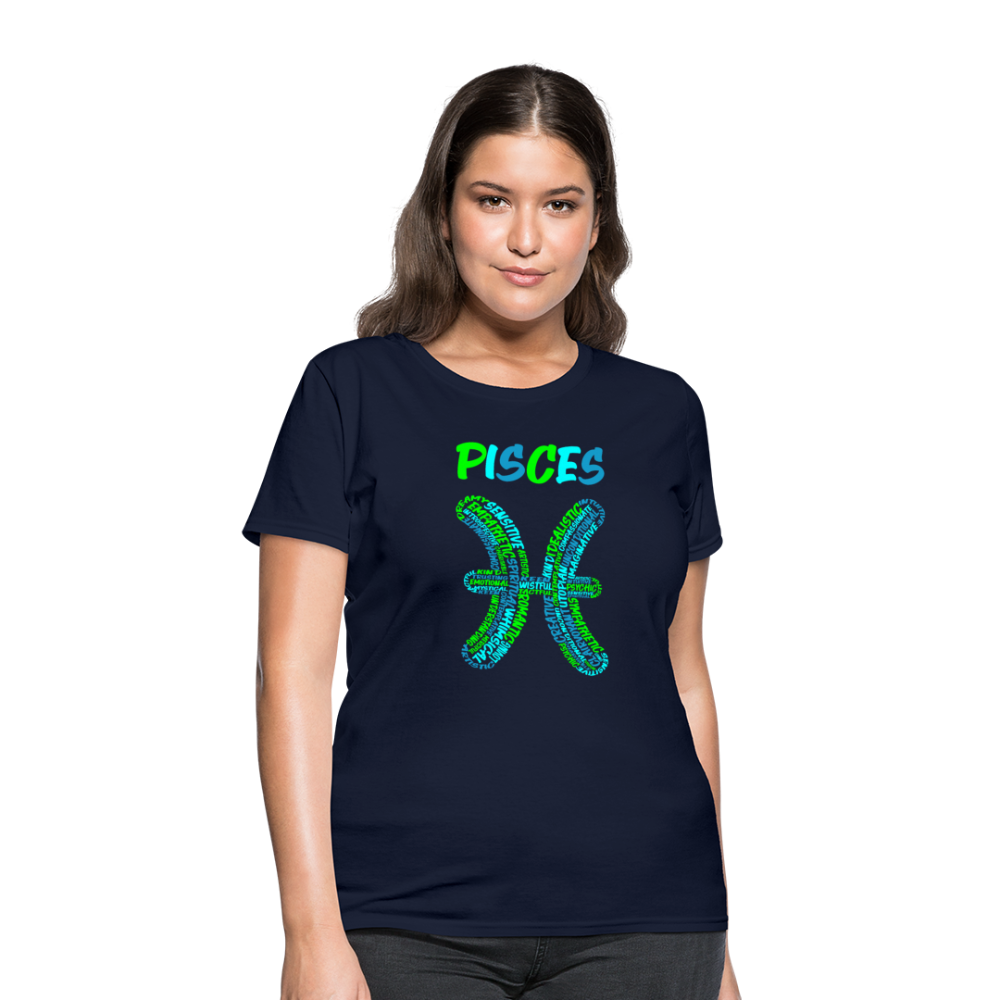 Women's Power Words Pisces T-Shirt - navy