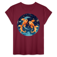 Thumbnail for Women's Magic Pisces Relaxed Fit T-Shirt - burgundy