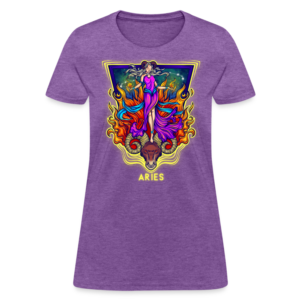 Women's Cosmic Aries Design T-Shirt - purple heather