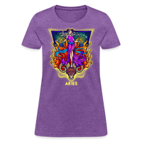 Thumbnail for Women's Cosmic Aries Design T-Shirt - purple heather