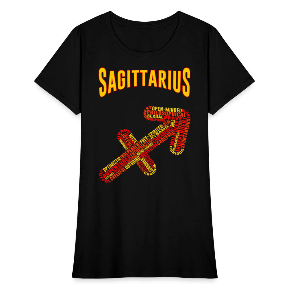 Women's Power Words Sagittarius T-Shirt - black