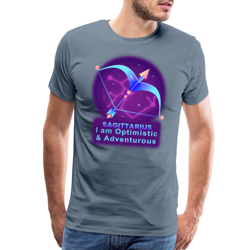 Men's Neon Sagittarius Premium T-Shirt - steel blue