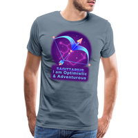 Thumbnail for Men's Neon Sagittarius Premium T-Shirt - steel blue