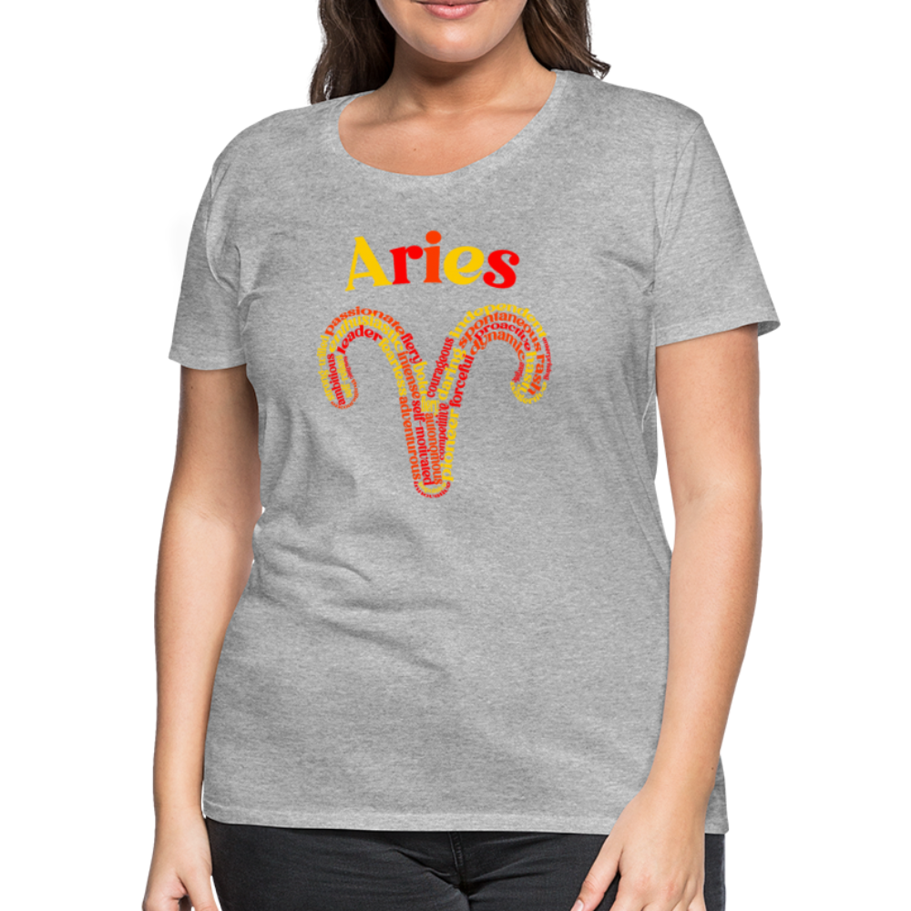 Women's Power Words Aries Premium T-Shirt - heather gray