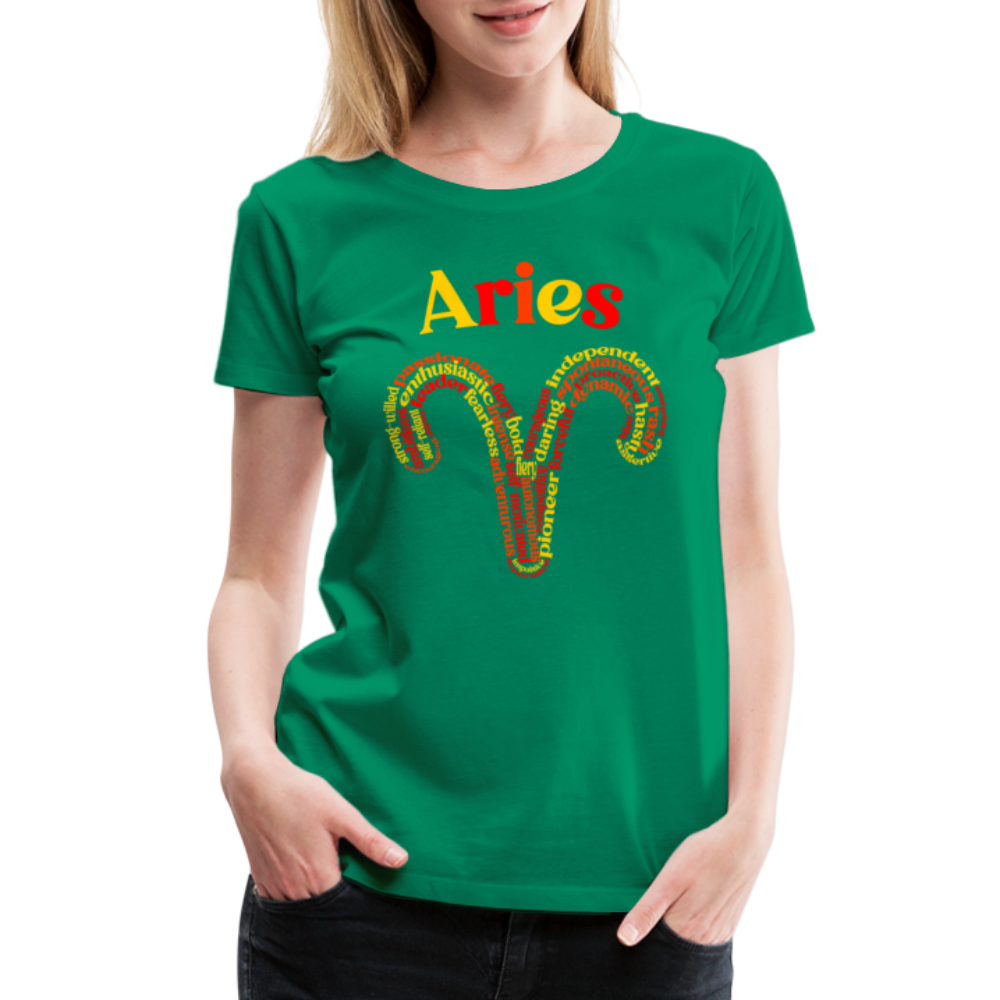 Women's Power Words Aries Premium T-Shirt - kelly green