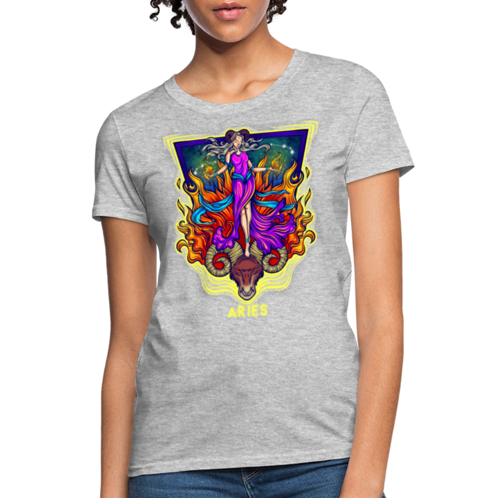 Women's Cosmic Aries Design T-Shirt - heather gray