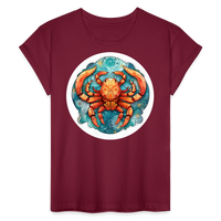 Thumbnail for Women's Symbol Cancer Relaxed Fit T-Shirt - burgundy