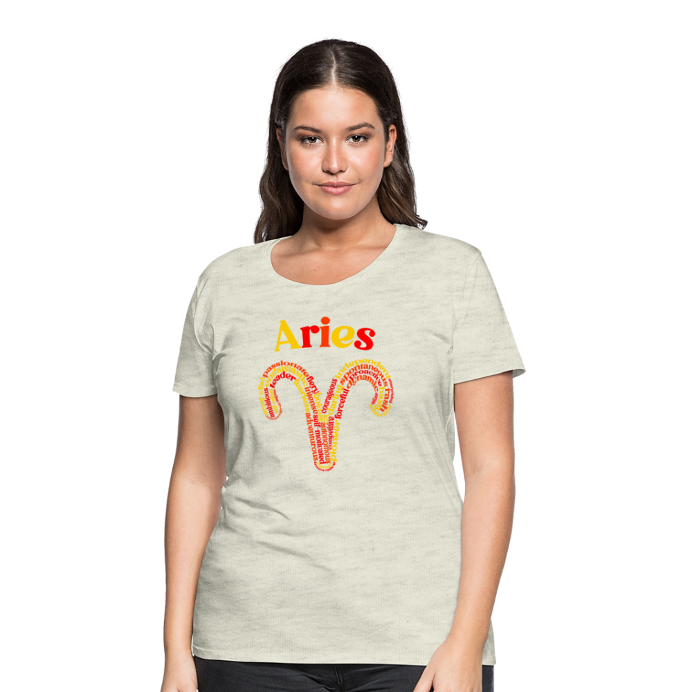 Women's Power Words Aries Premium T-Shirt - heather oatmeal