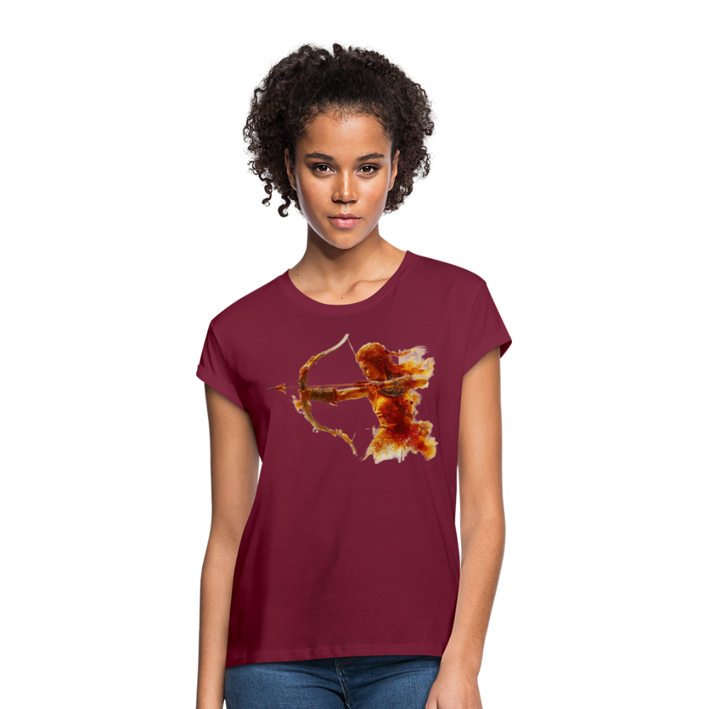 Women's Astral Sagittarius Relaxed Fit T-Shirt - burgundy