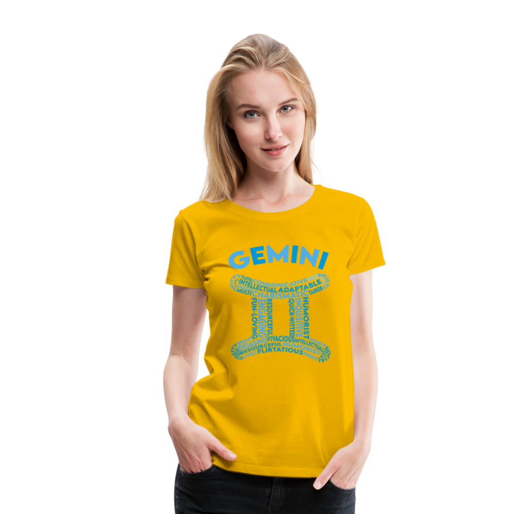 Women's Power Words Gemini Premium T-Shirt - sun yellow