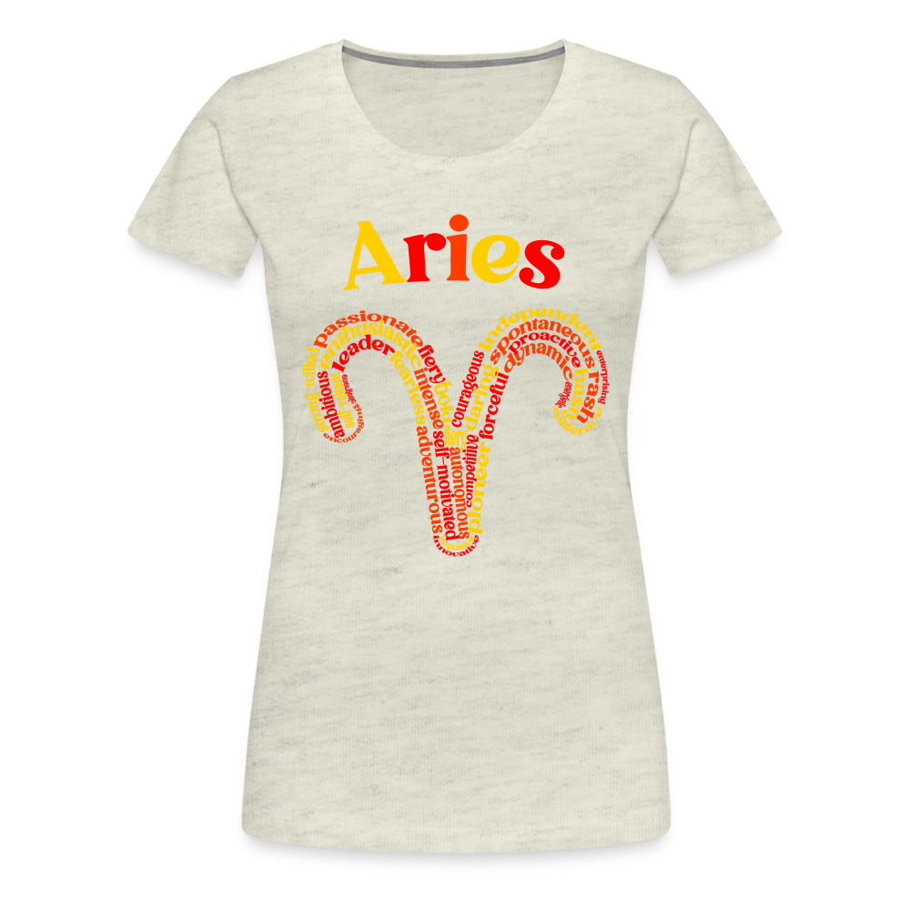 Women's Power Words Aries Premium T-Shirt - heather oatmeal