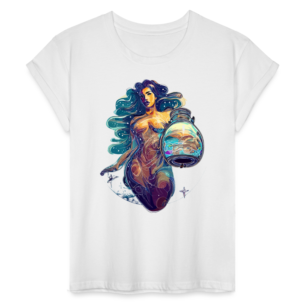 Women's Mythical Aquarius Relaxed Fit T-Shirt - white