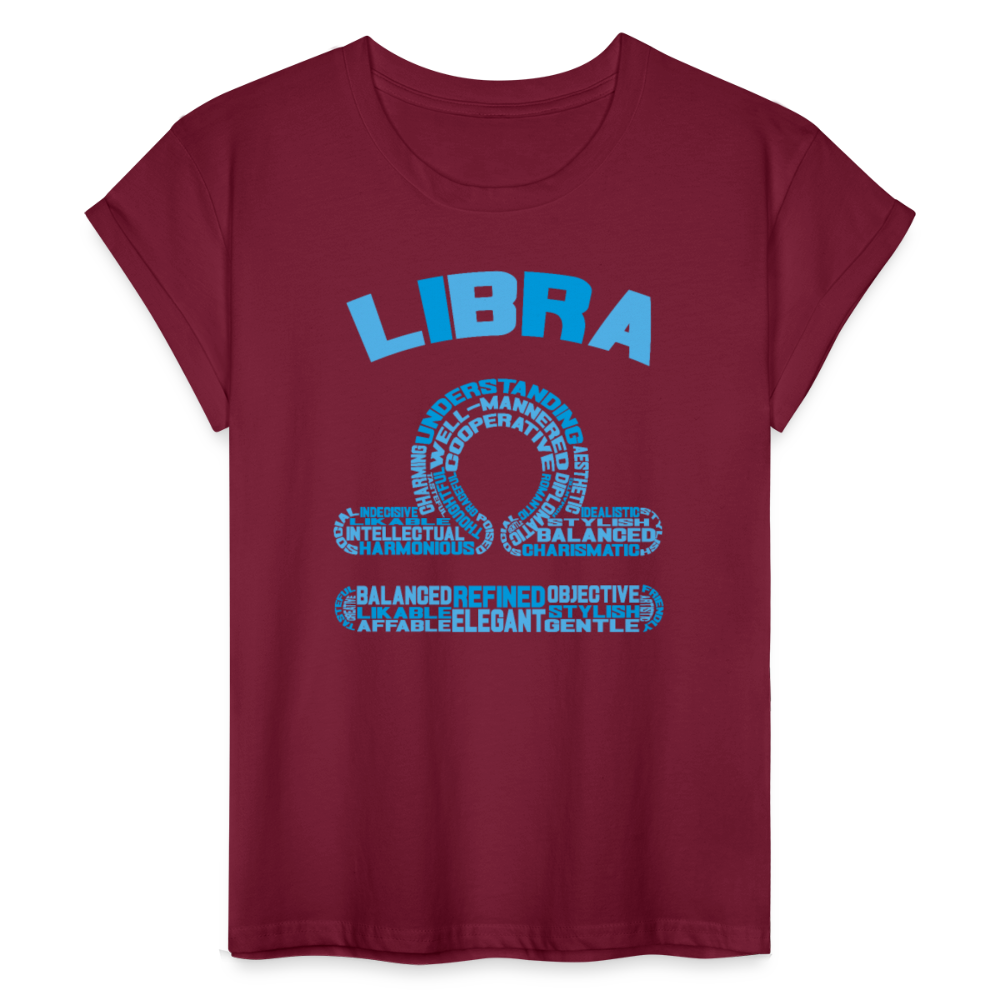 Women's Power Words Libra Relaxed Fit T-Shirt - burgundy