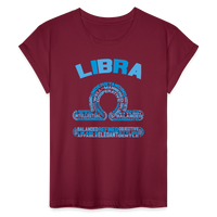 Thumbnail for Women's Power Words Libra Relaxed Fit T-Shirt - burgundy