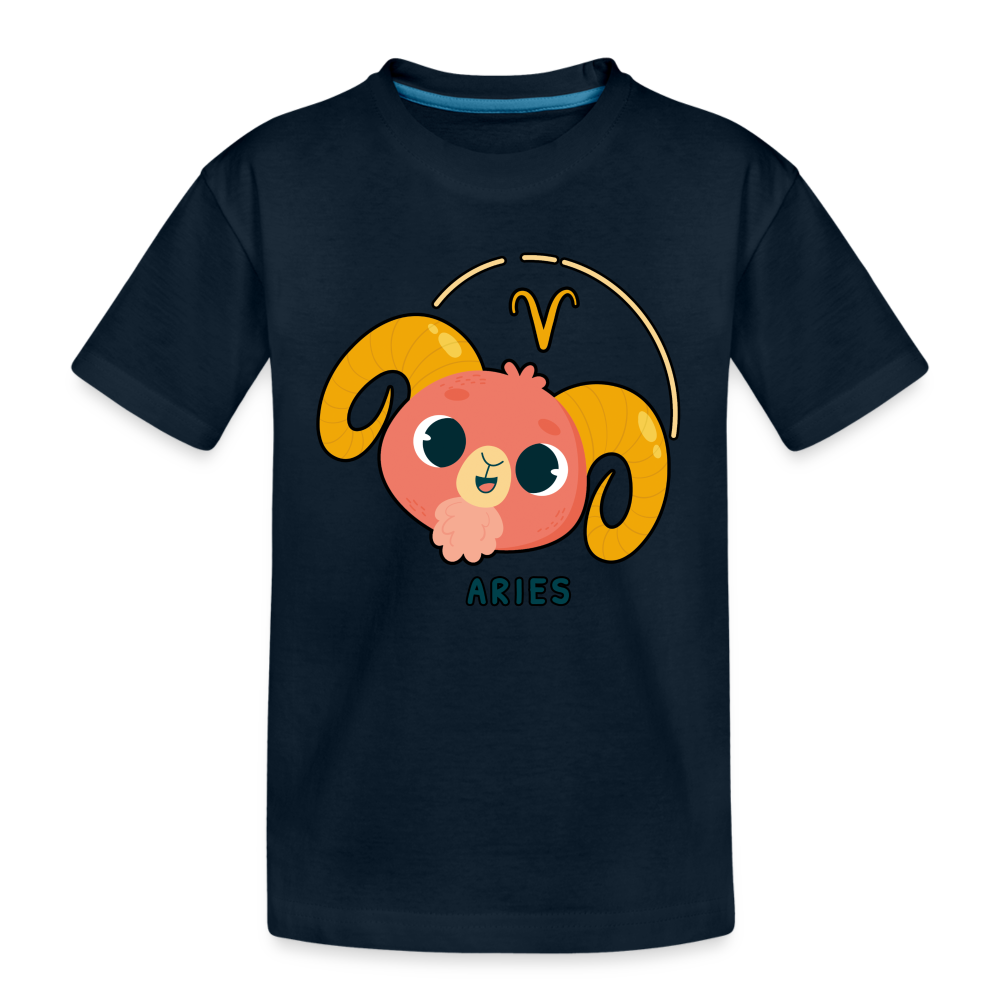 Kid’s Cartoony Aries Premium Organic T-Shirt - deep navy