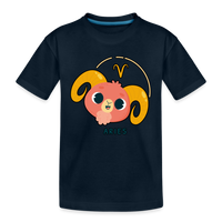 Thumbnail for Kid’s Cartoony Aries Premium Organic T-Shirt - deep navy