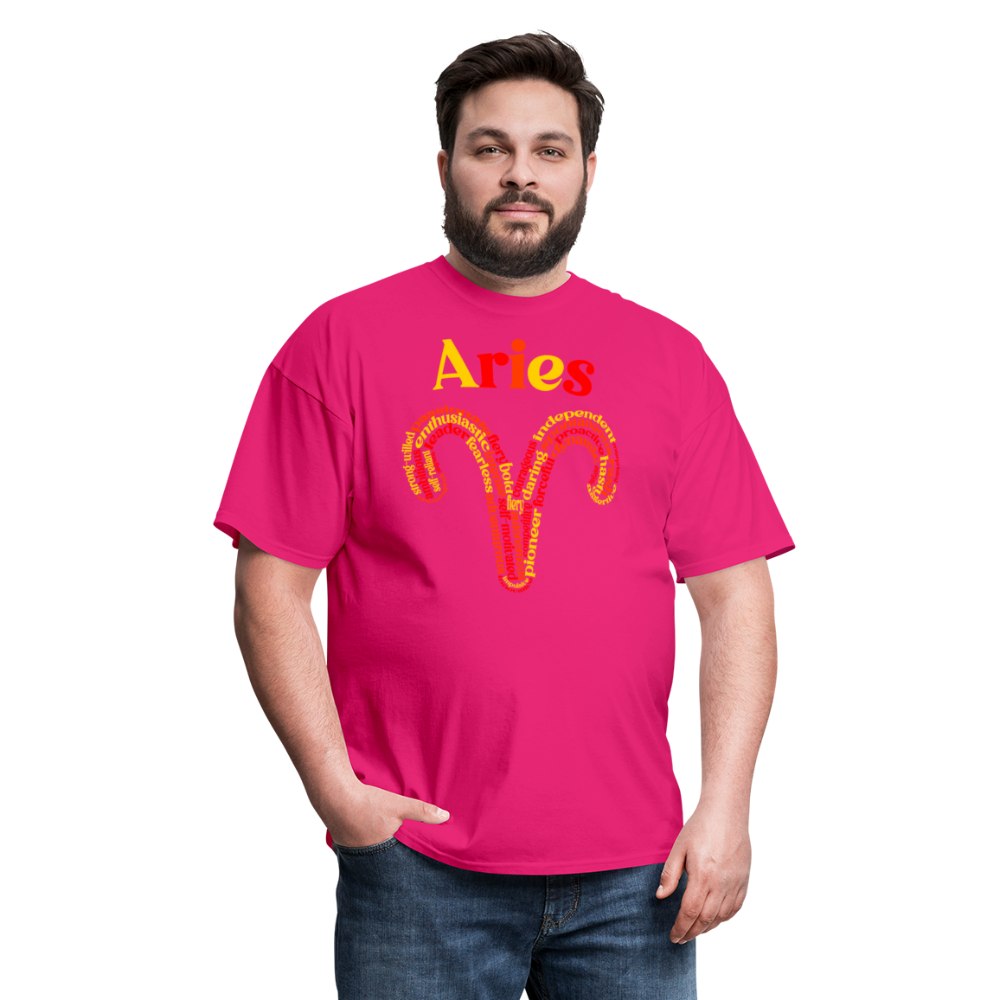 Men's Power Words Aries Classic T-Shirt - fuchsia