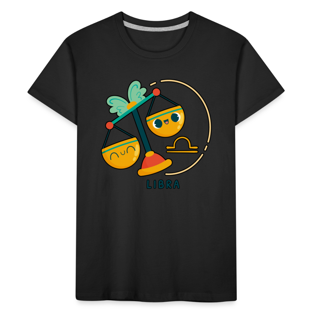 Kid’s Cartoony Libra Premium Organic T-Shirt - black