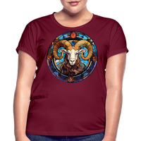 Thumbnail for Women's Mosaic Aries Relaxed Fit T-Shirt - burgundy