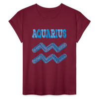 Thumbnail for Women's Power Words Aquarius Relaxed Fit T-Shirt - burgundy