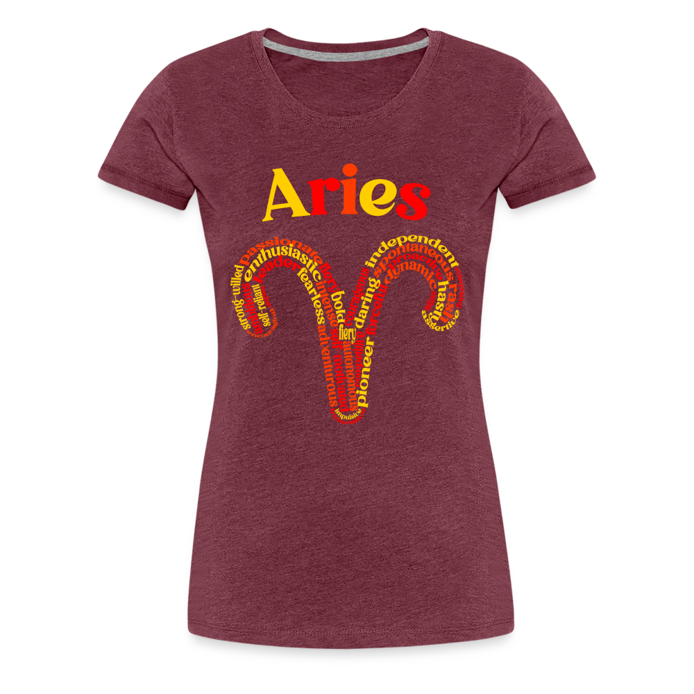 Women's Power Words Aries Premium T-Shirt - heather burgundy