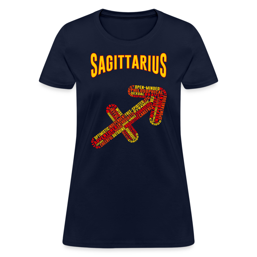 Women's Power Words Sagittarius T-Shirt - navy