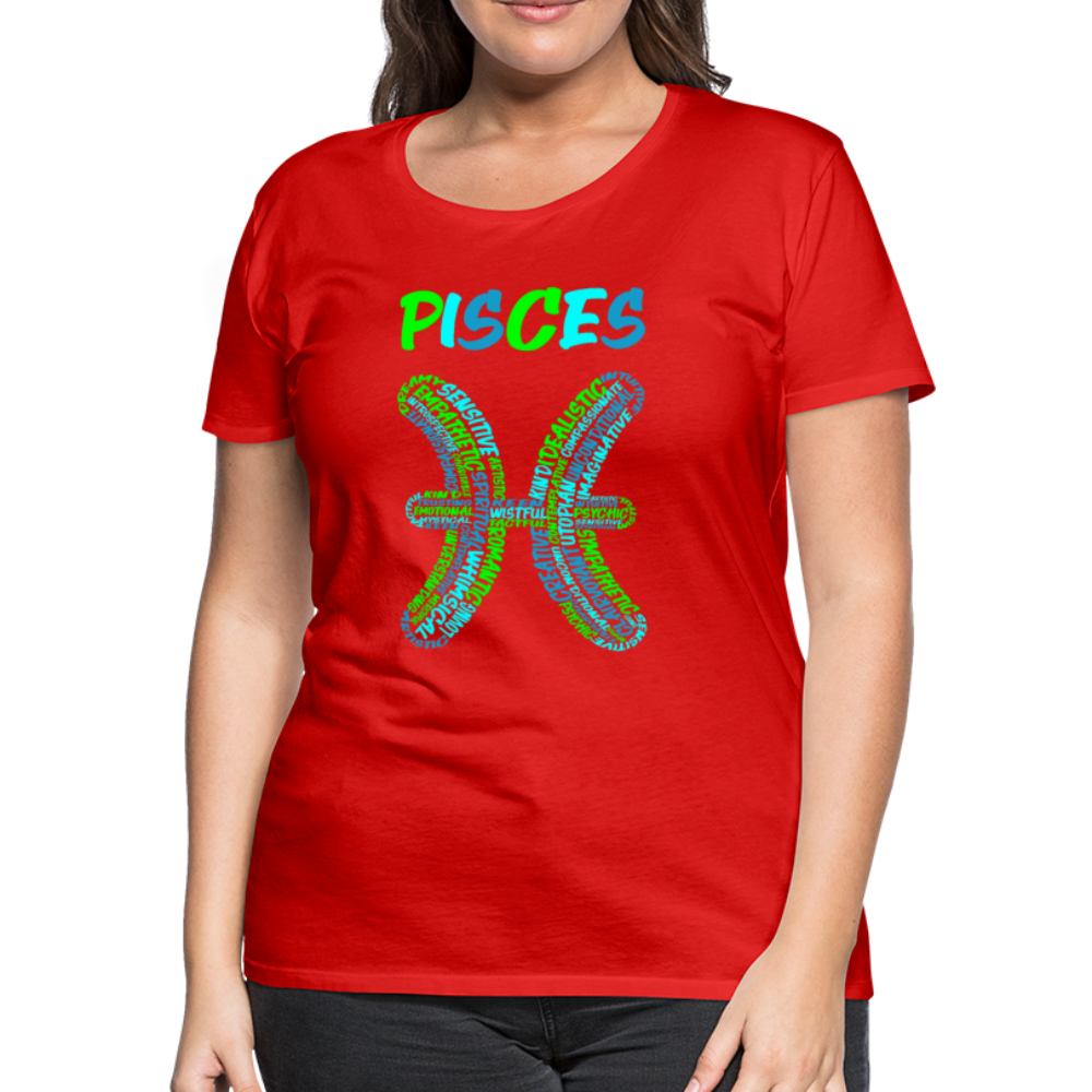 Women's Power Words Pisces Premium T-Shirt - red