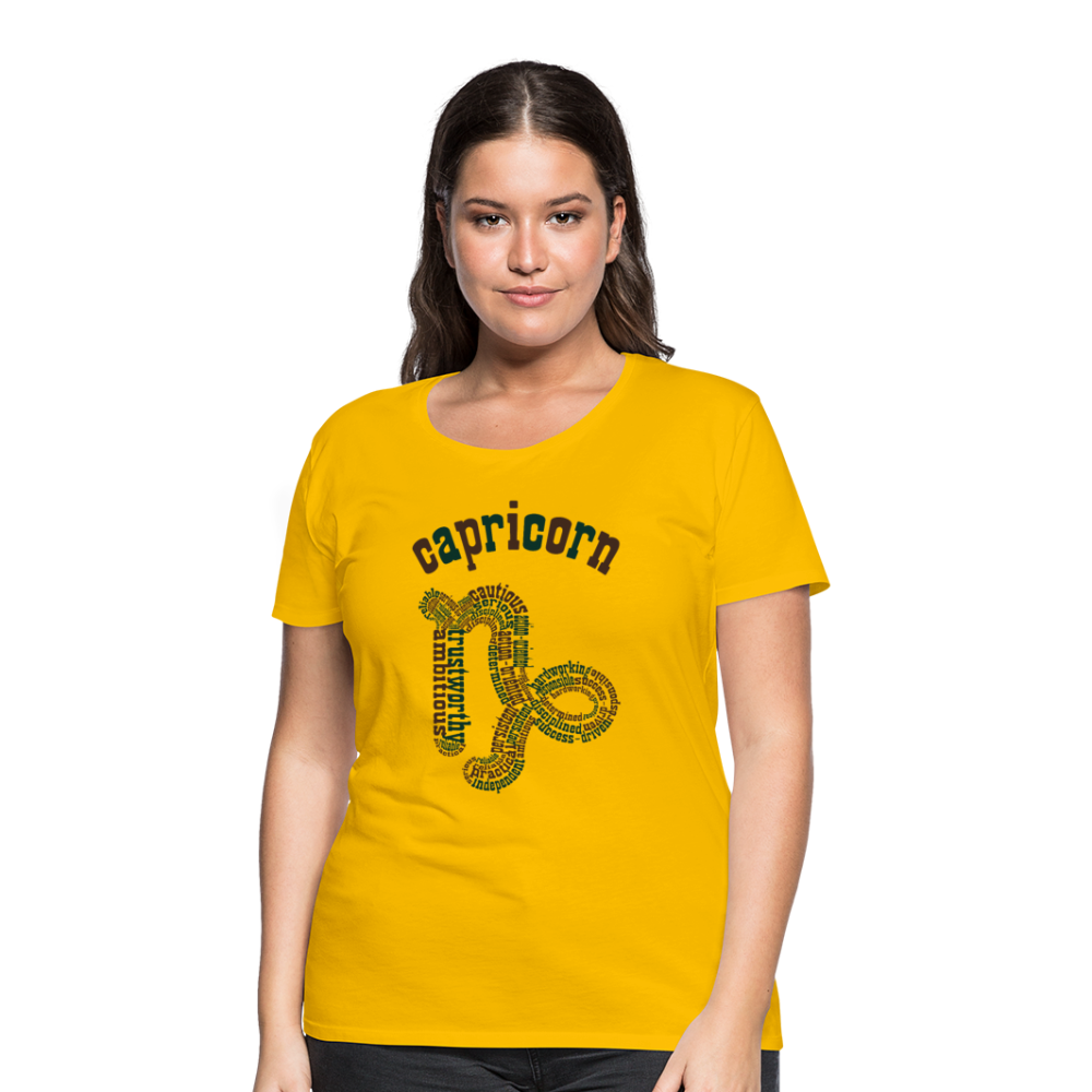 Women's Power Words Capricorn Premium T-Shirt - sun yellow