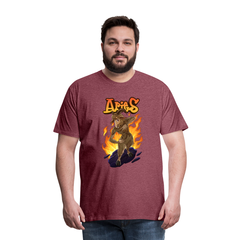 Men's Fiery Aries Premium T-Shirt - heather burgundy