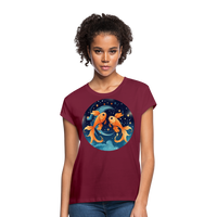 Thumbnail for Women's Magic Pisces Relaxed Fit T-Shirt - burgundy