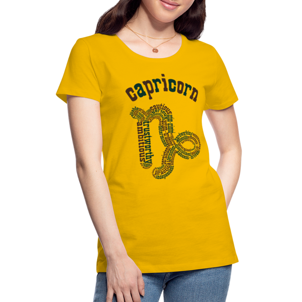 Women's Power Words Capricorn Premium T-Shirt - sun yellow