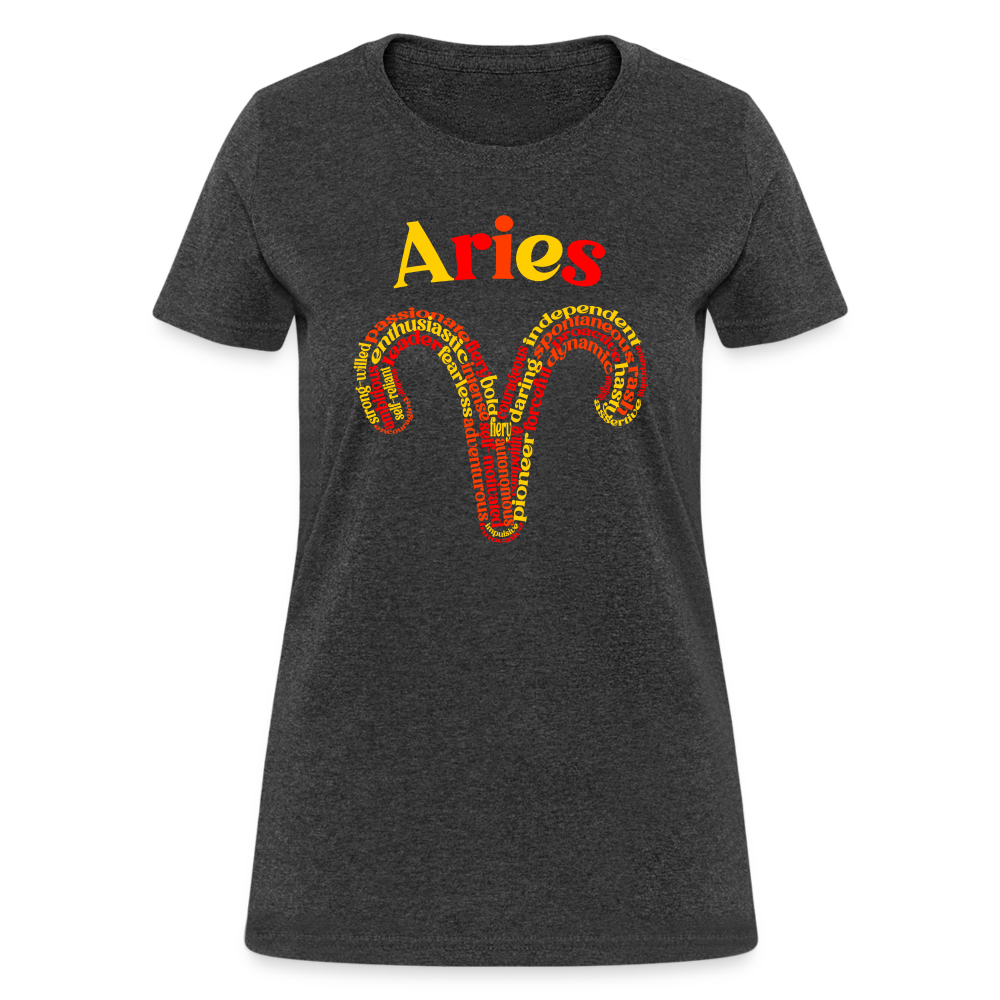 Women's Power Words Aries T-Shirt - heather black